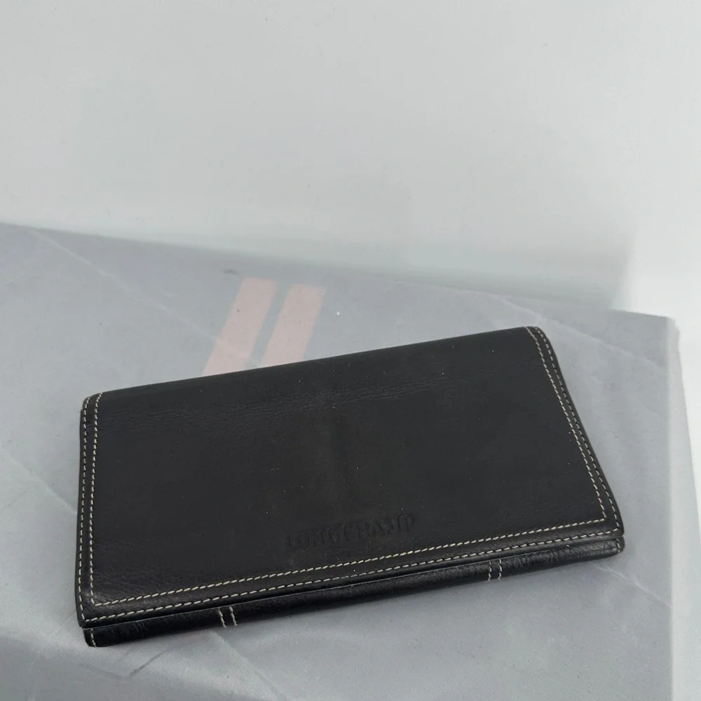 Longchamp black continental snap wallet - Picture 1 of 7